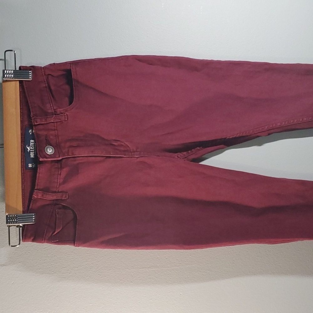 Hollister Burgundy Pants Womens Size 0 High-rise Super Skinny Classic Stretch - Picture 11 of 14
